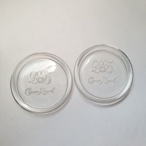 Set Of 2, 2005 Crown Royal Glass Round Drink Coasters Approximately 4 Inches